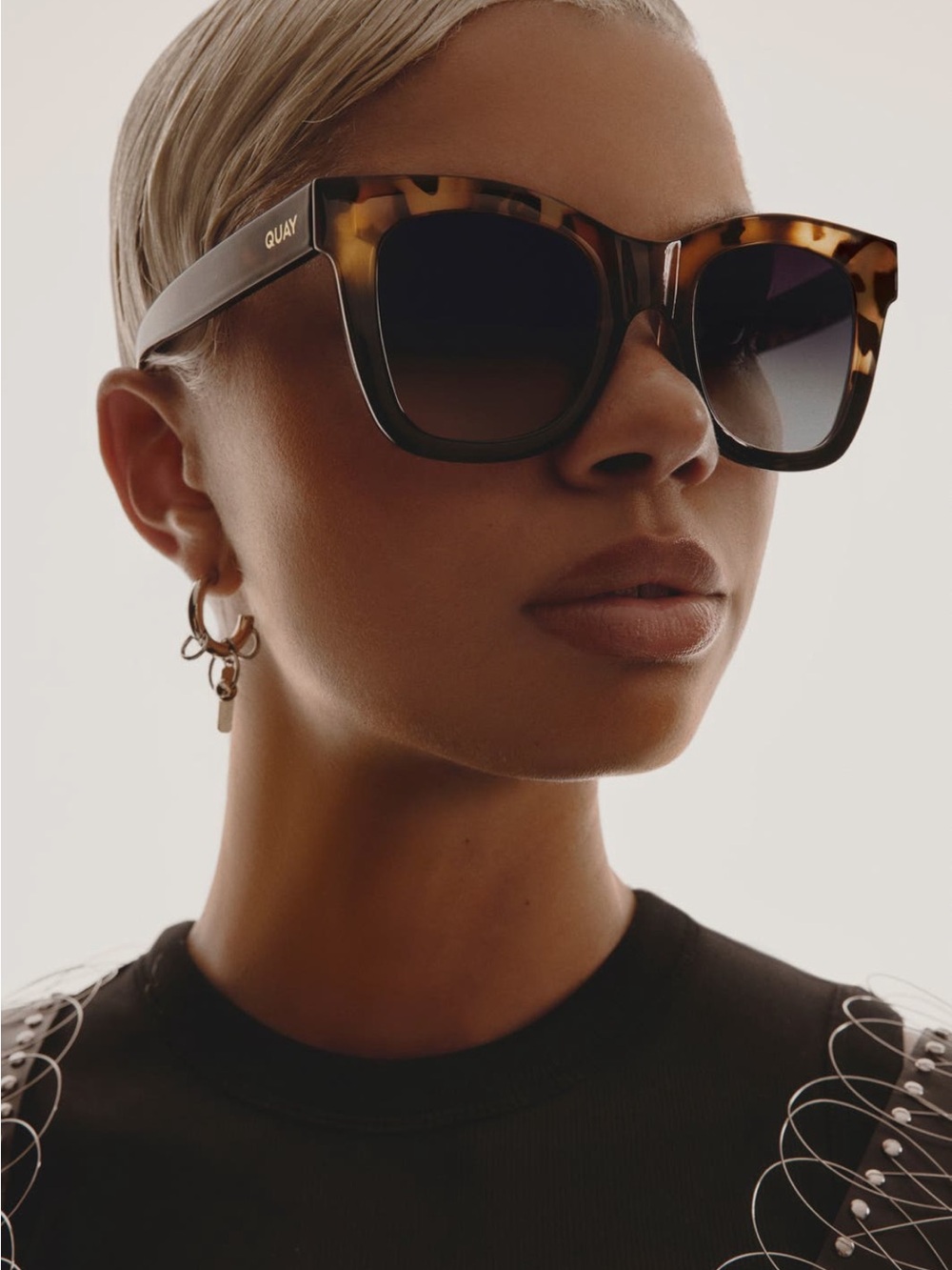 Quay Australia ever After Tortoiseshell Oversized Sunglasses Brown Gradient
